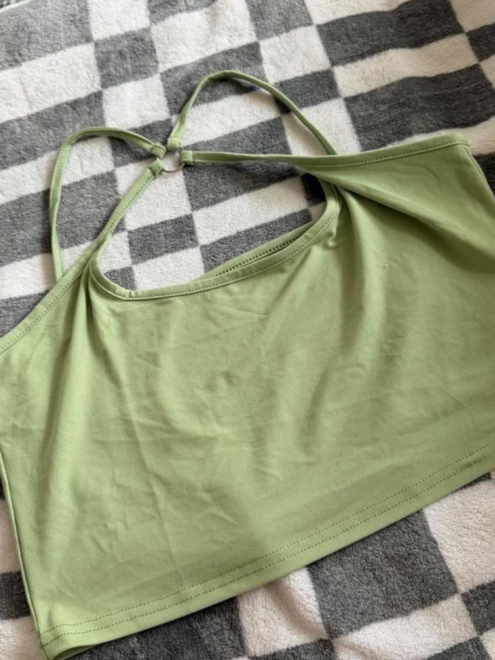 Olive Green Knotted Back Crop Tank Top